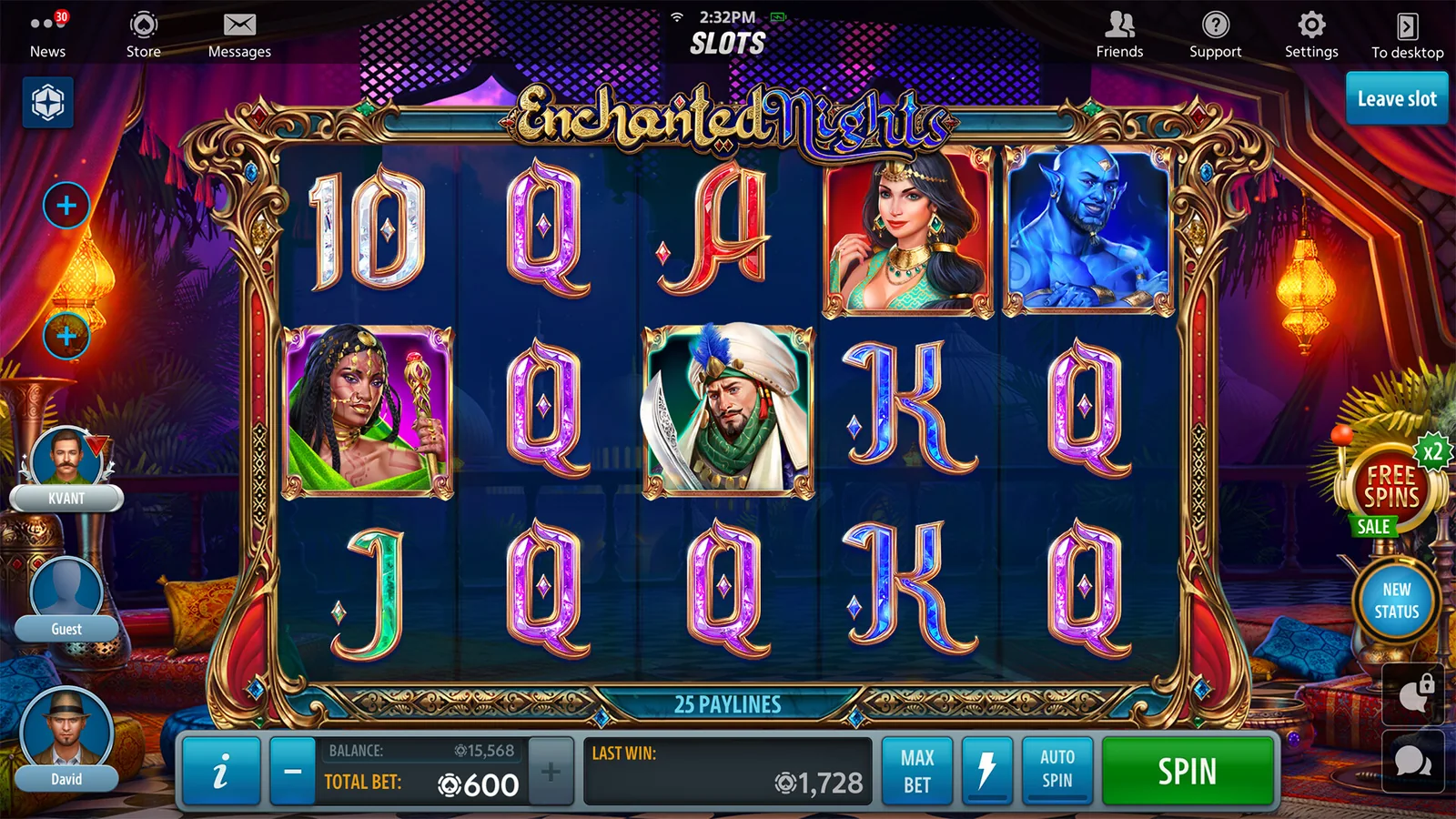 Tampilan visual permainan slot dengan reel dan simbol bonus